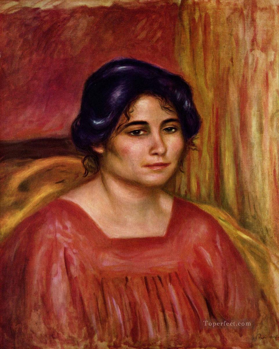 gabrielle in a red blouse Pierre Auguste Renoir Oil Paintings